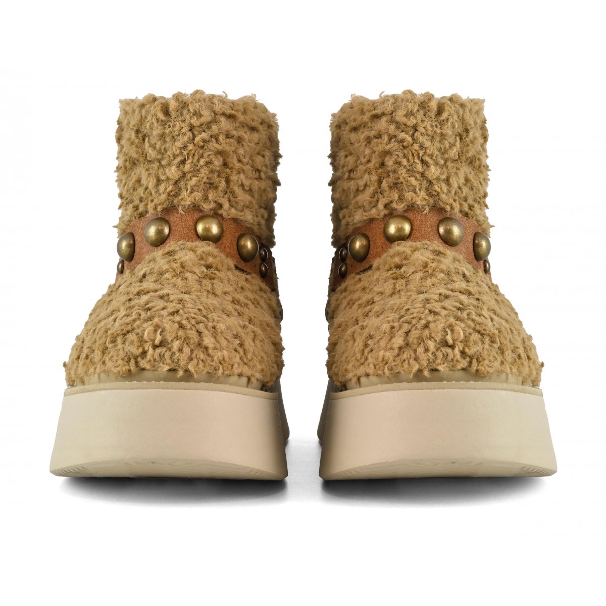 Stivale su suola platform in pelo teddy