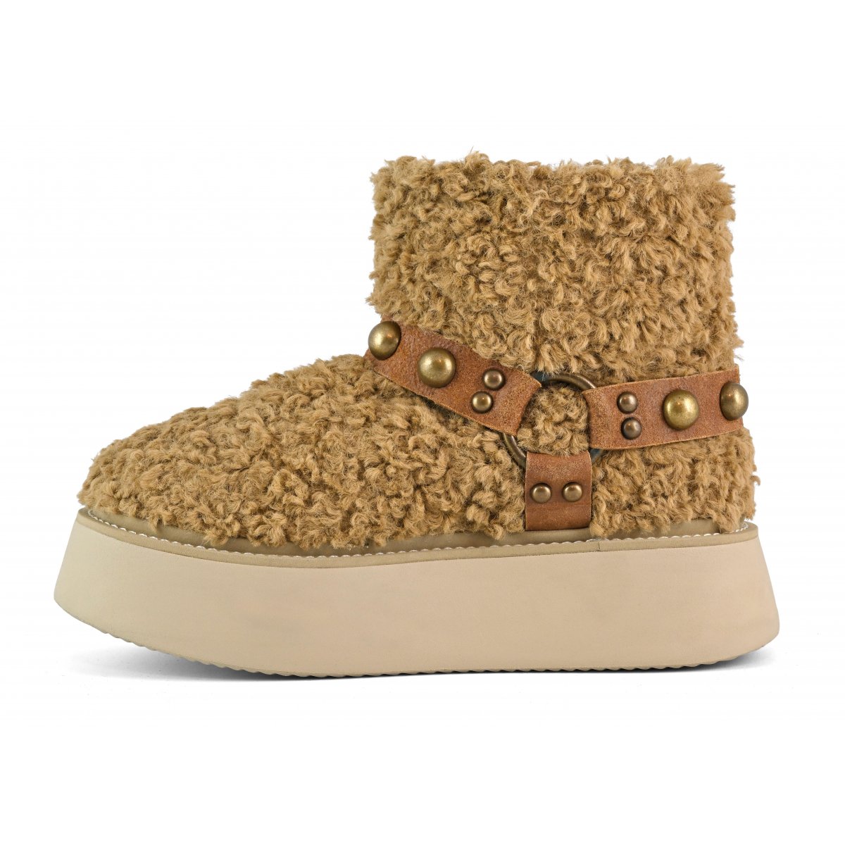 Stivale su suola platform in pelo teddy