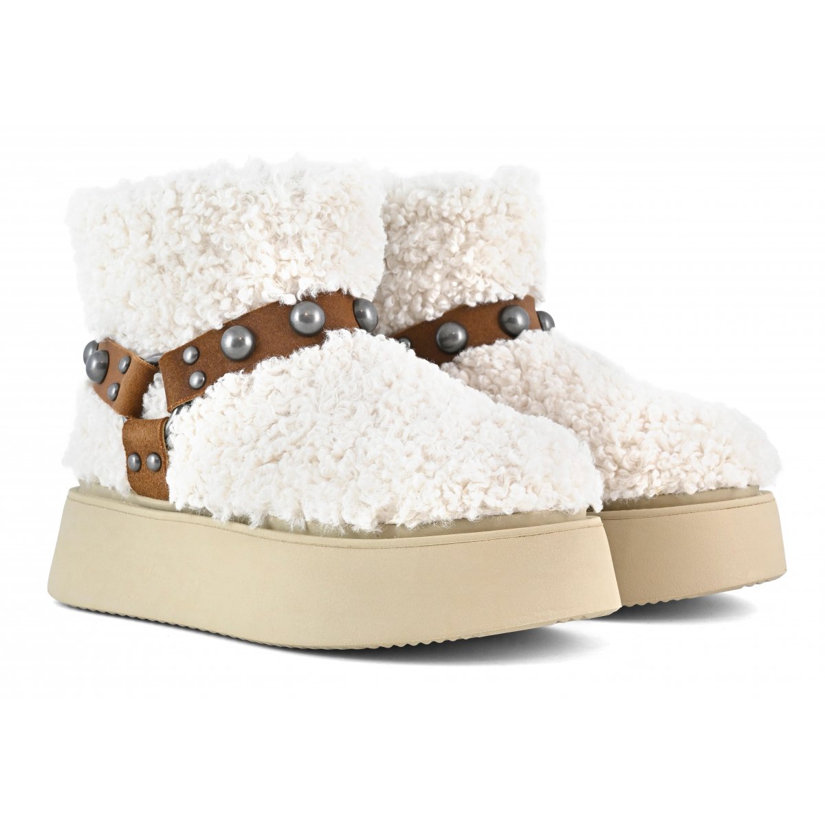 Stivale su suola platform in pelo teddy