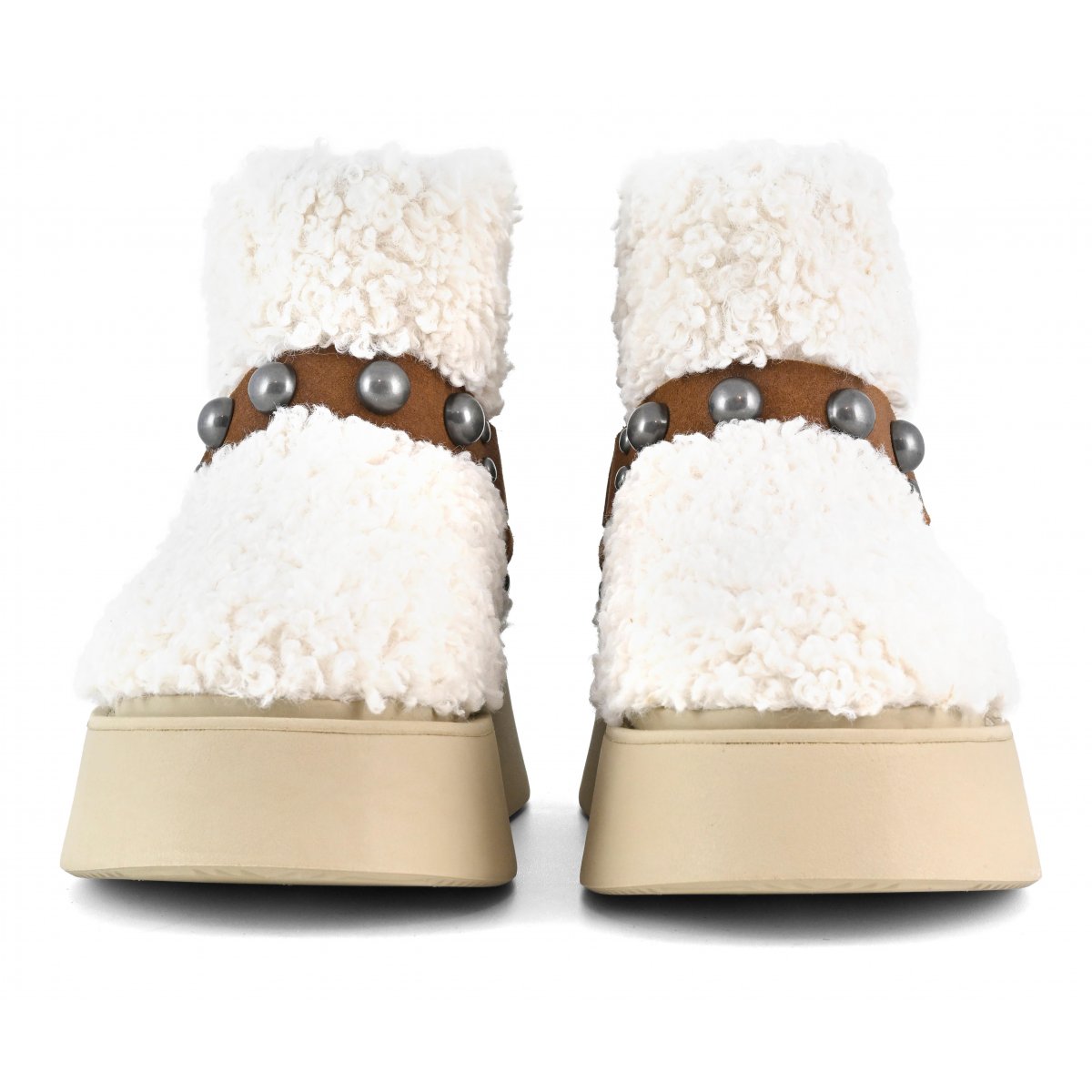 Stivale su suola platform in pelo teddy