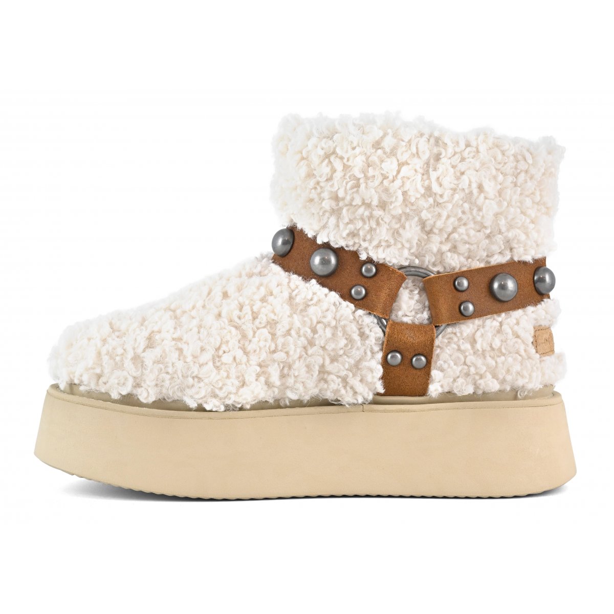 Stivale su suola platform in pelo teddy