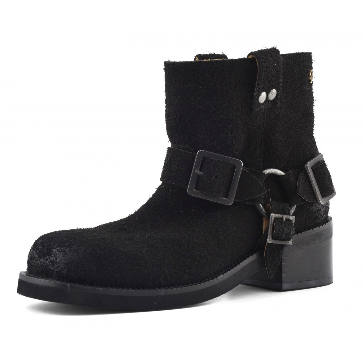 Stivaletto biker in crosta pelosa