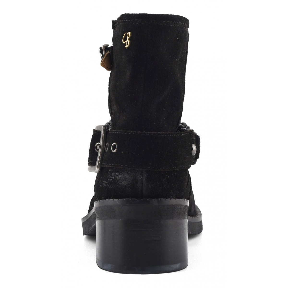 Stivaletto biker con cinturino in pelle intrecciata