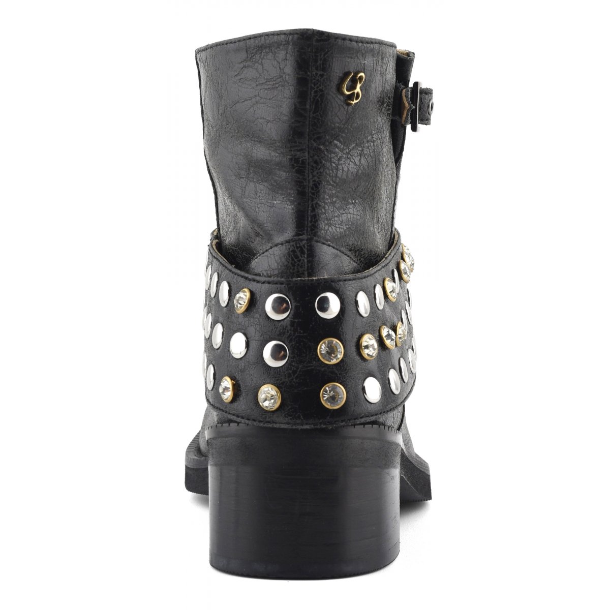 Stivaletto biker con borchie e pietre