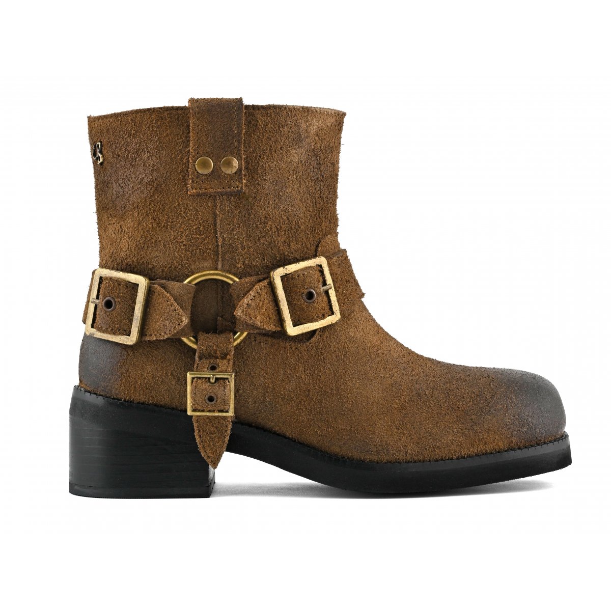 Stivaletto biker in crosta pelosa