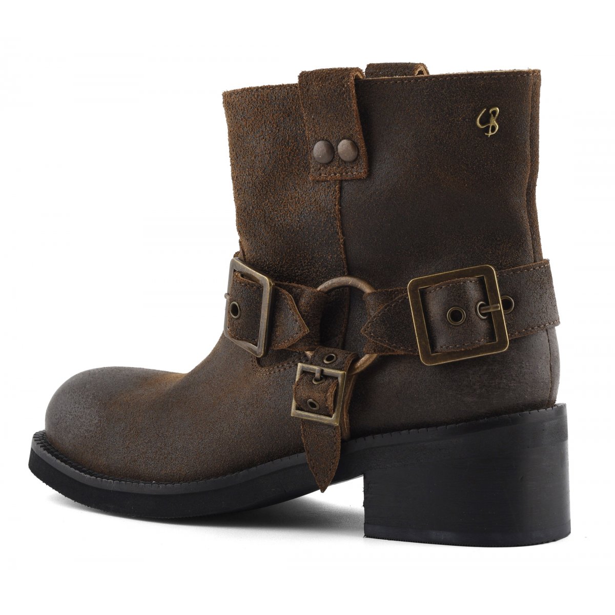 Stivaletto biker in pelle