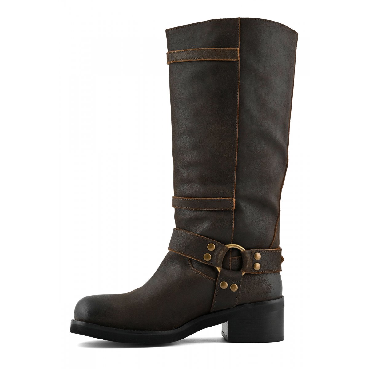 Stivale biker alto in pelle