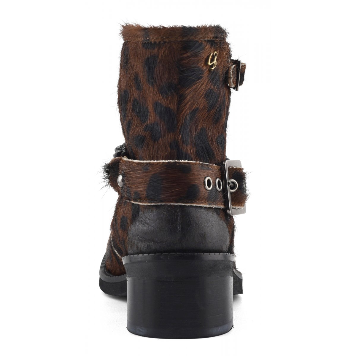 Stivaletto biker con cinturino in pelle intrecciata