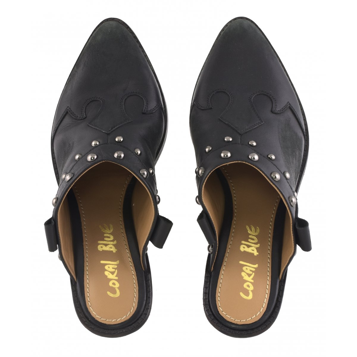 Sabot texano in pelle con borchie