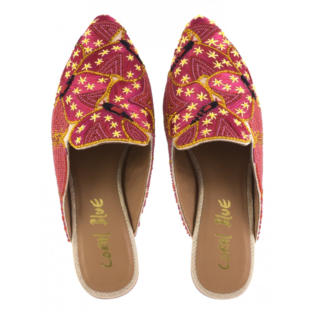 Sabot con ricamo farfalle