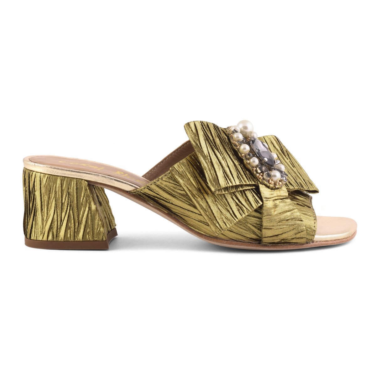 Sandalo con tacco accessorio fiocco