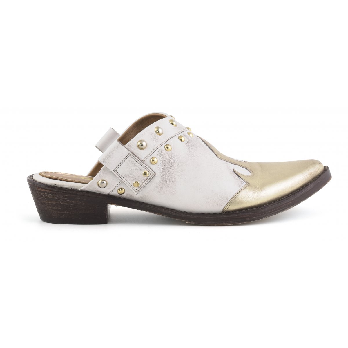 Sabot texano in pelle con borchie