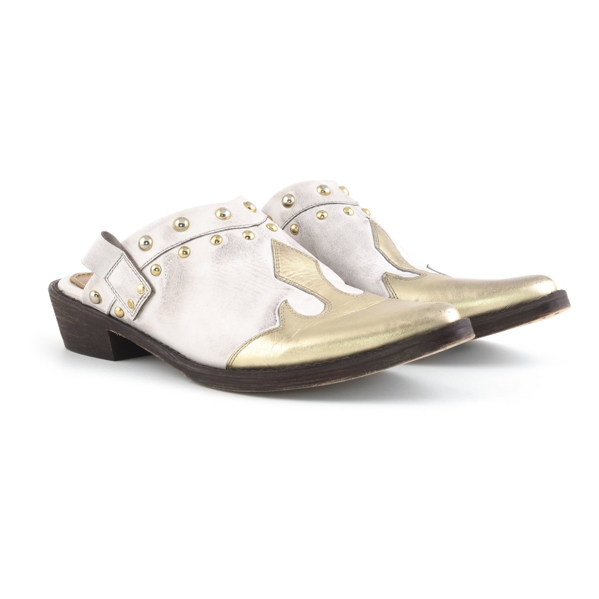 Sabot texano in pelle con borchie