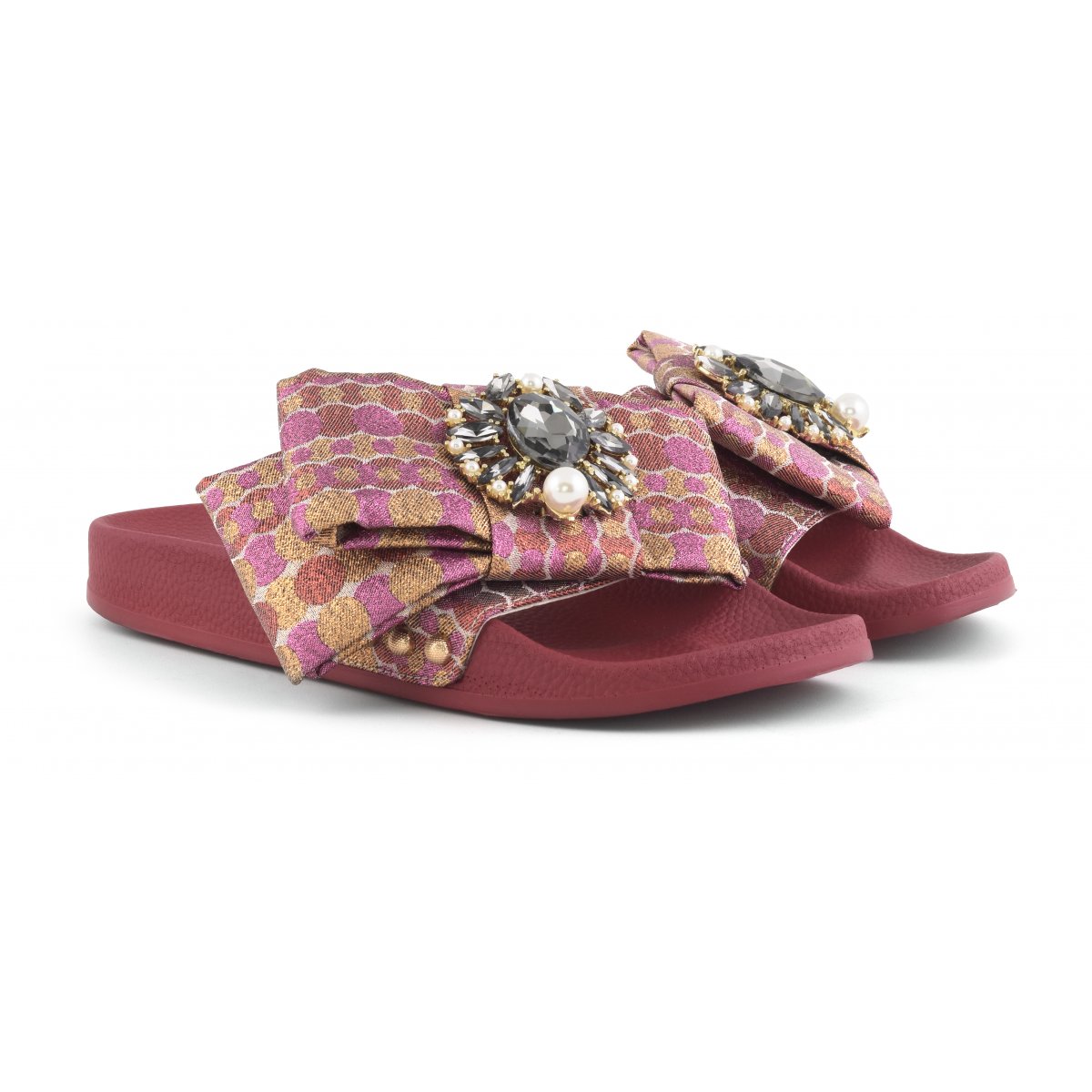  Slide in tessuto con accessorio fiocco