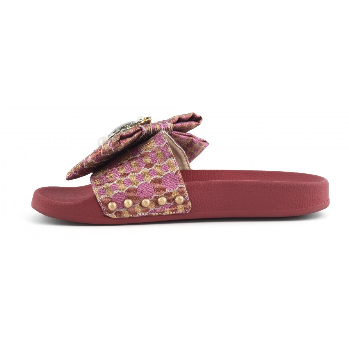  Slide in tessuto con accessorio fiocco