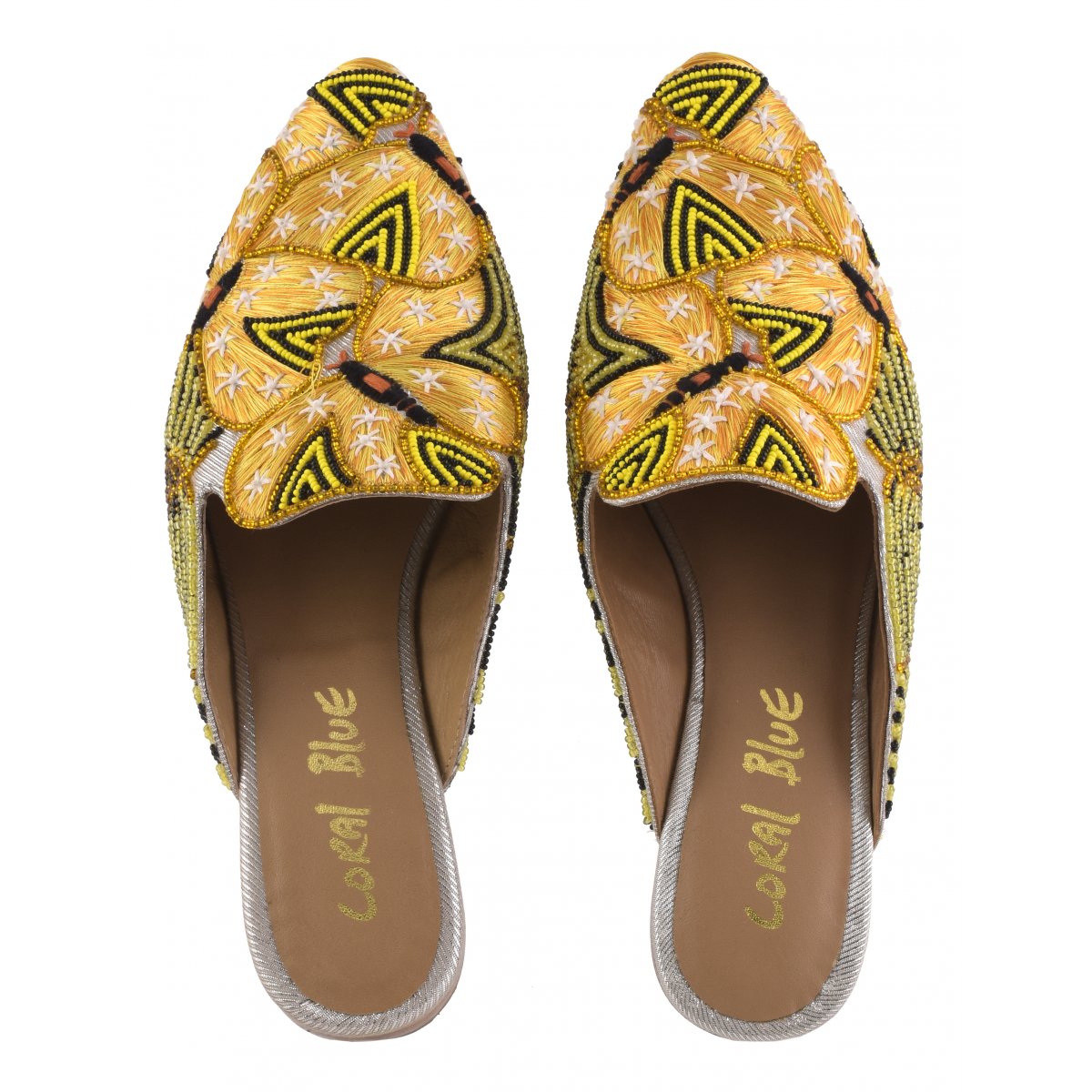 Sabot con ricamo farfalle