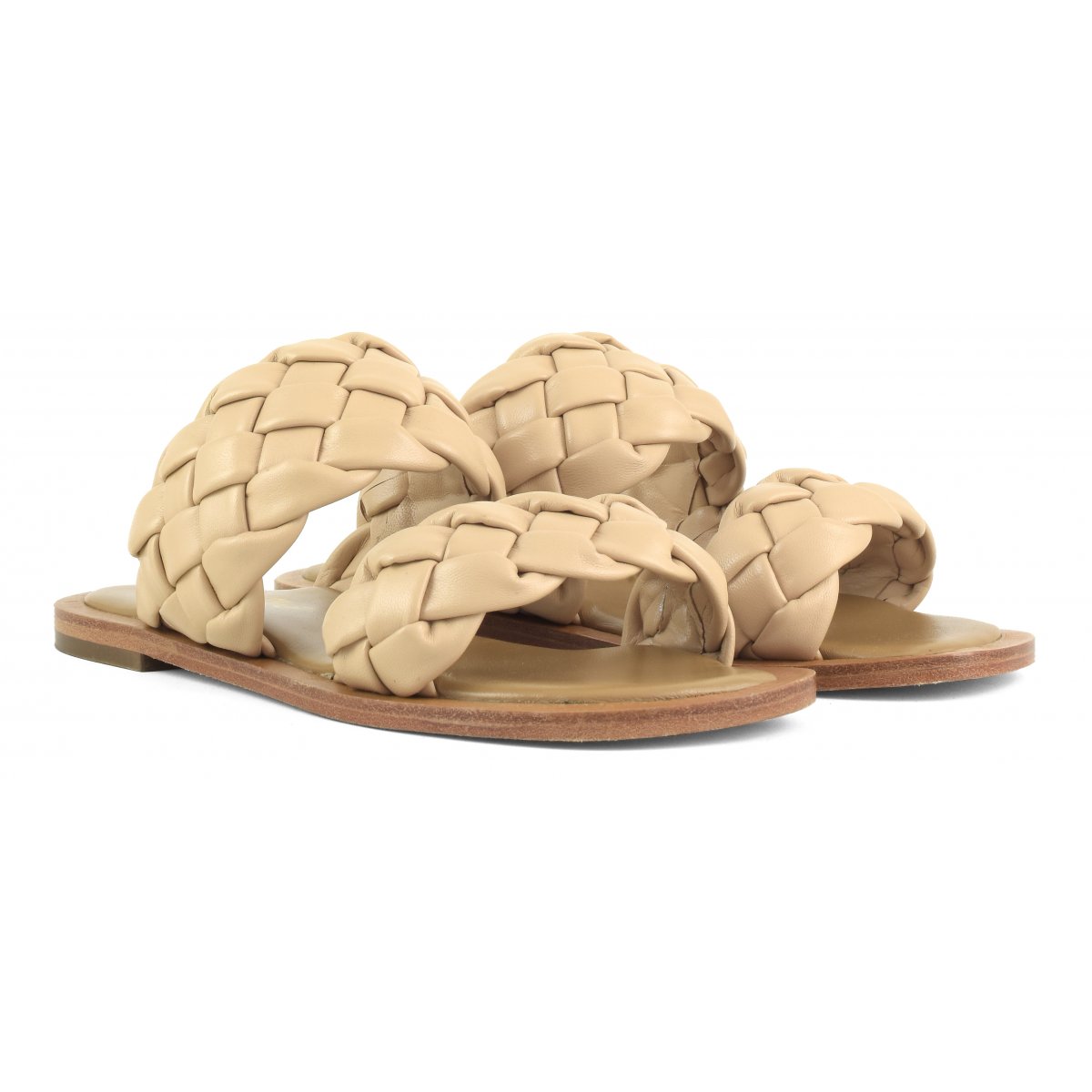 Sandali doppia fascia in pelle intrecciata