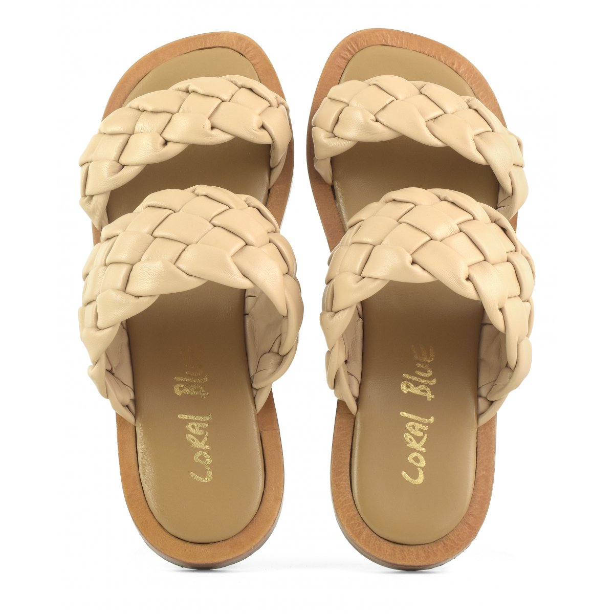 Sandali doppia fascia in pelle intrecciata