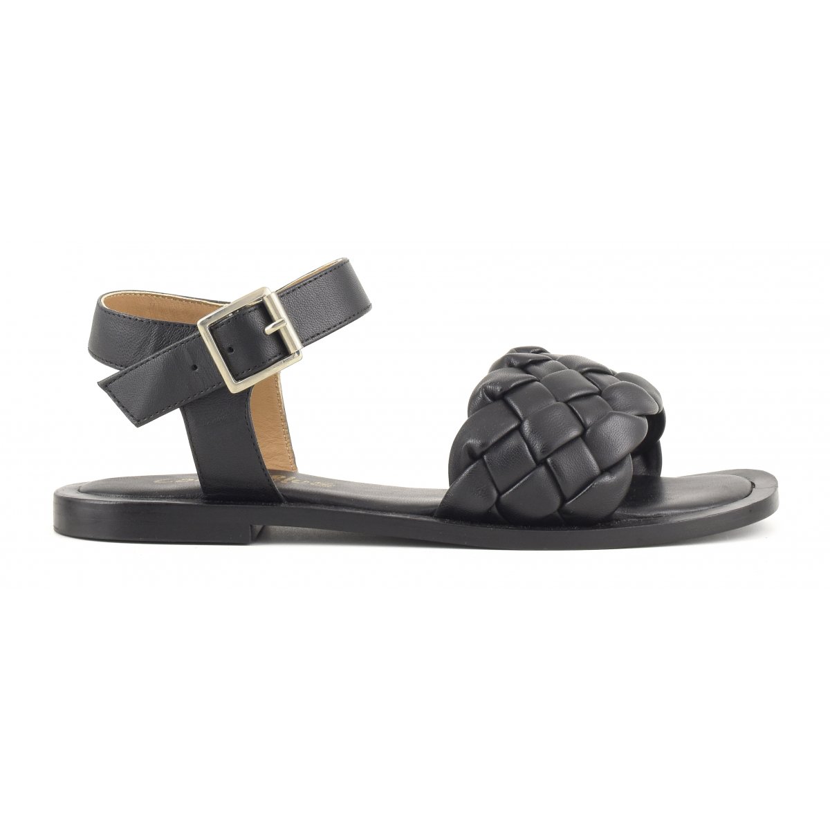 Sandali in pelle intrecciata con cinturino