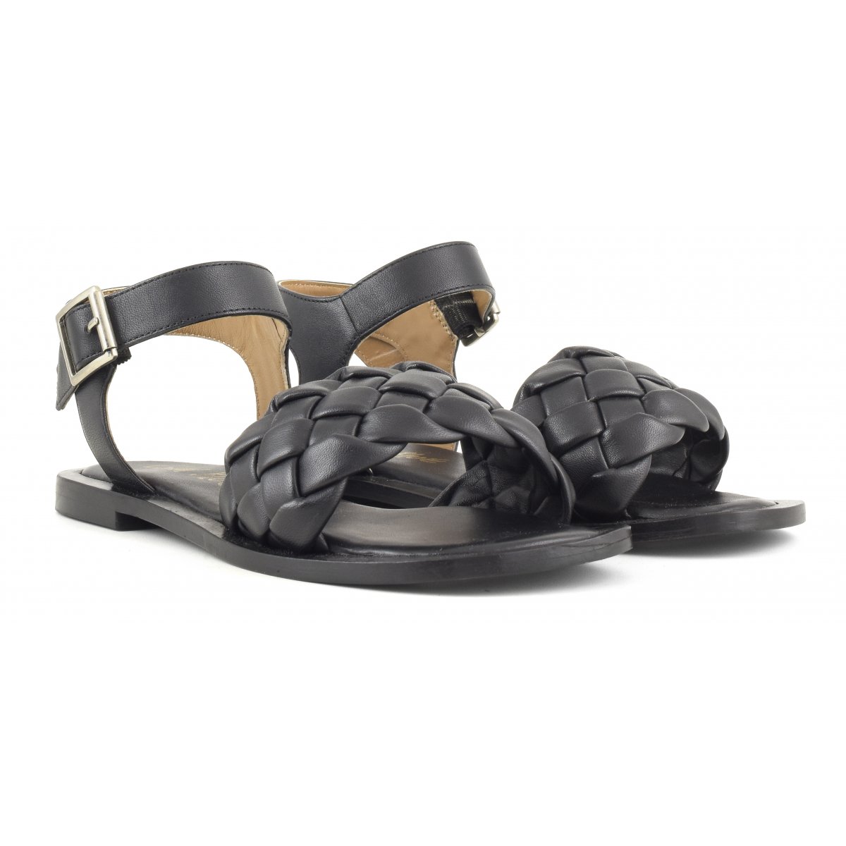 Sandali in pelle intrecciata con cinturino
