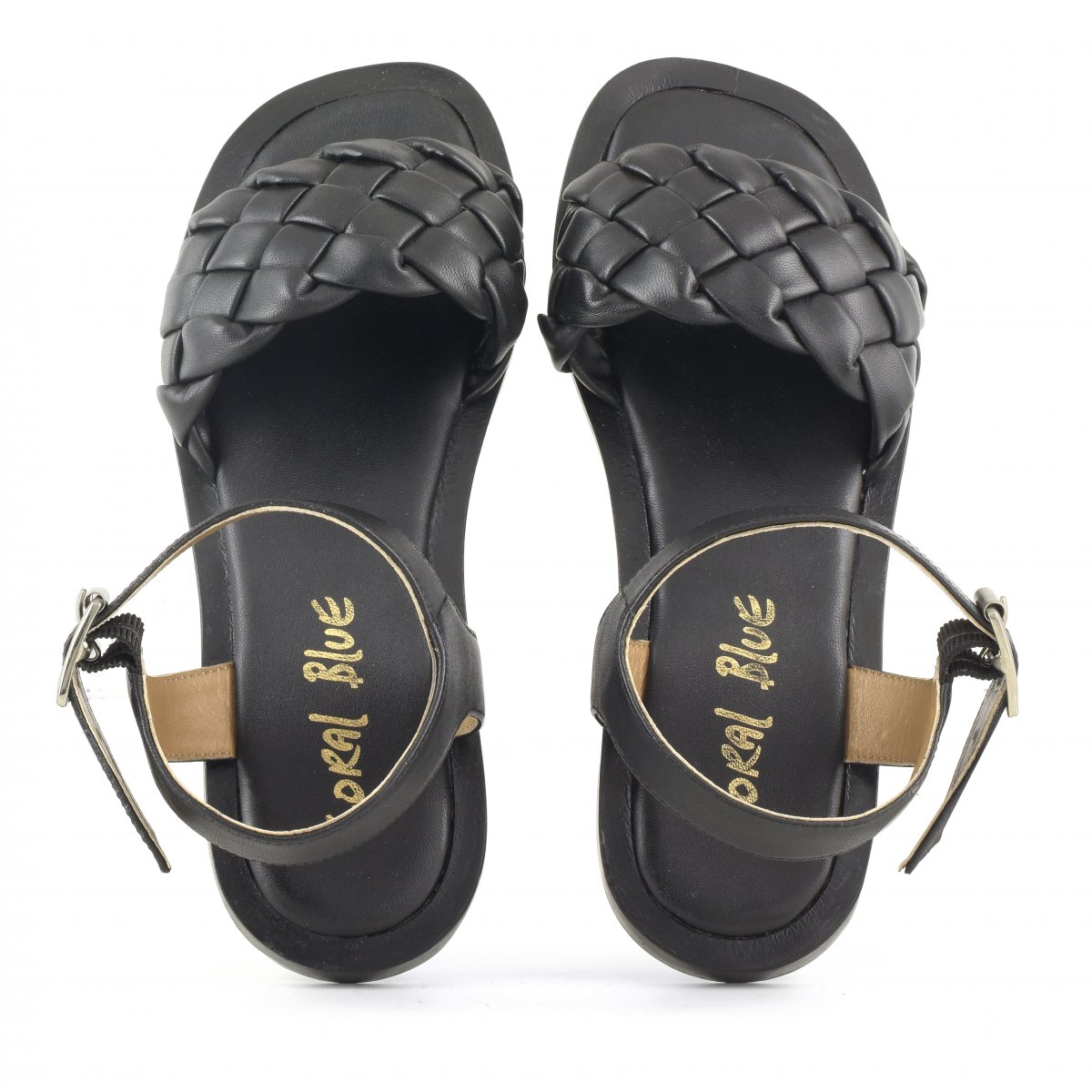 Sandali in pelle intrecciata con cinturino