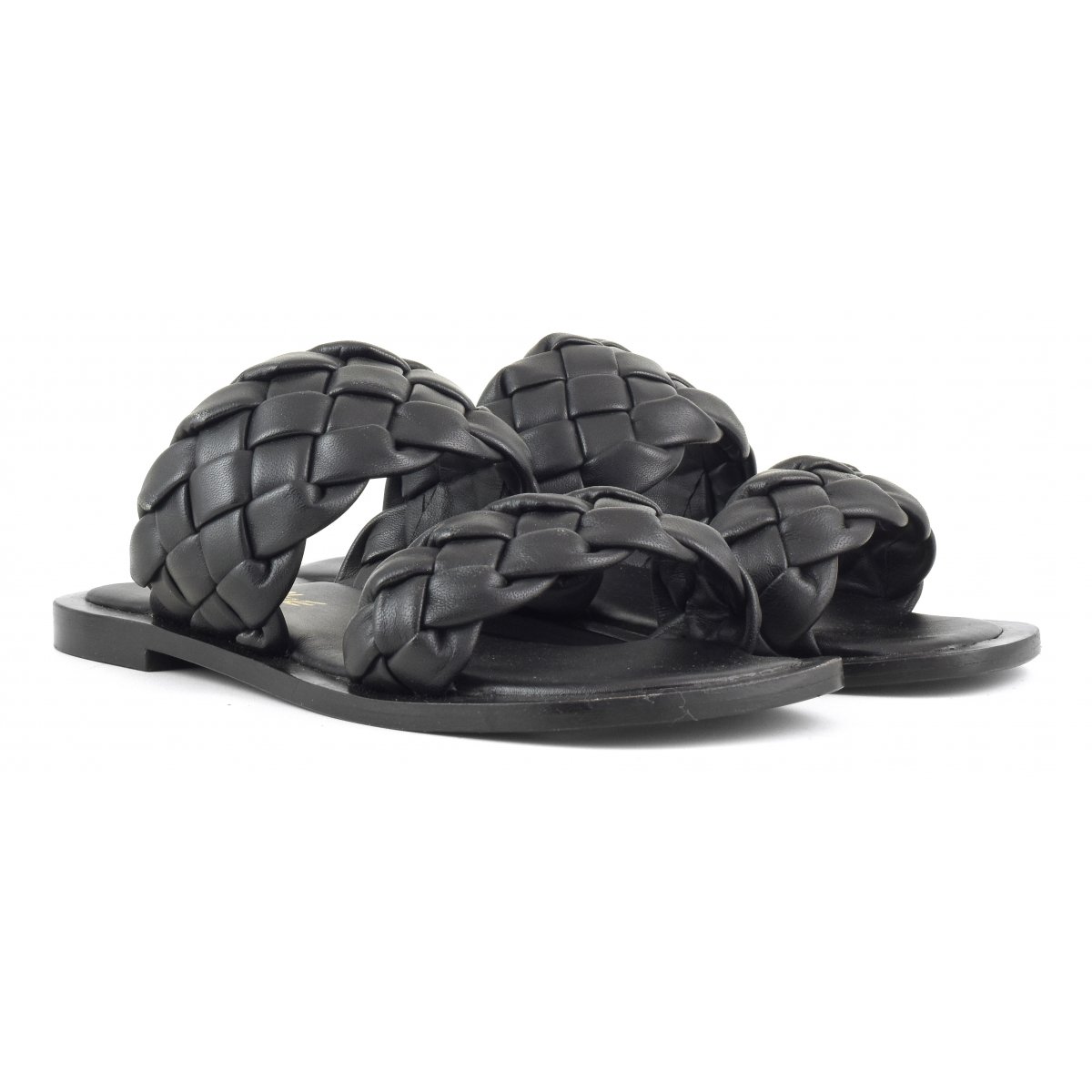 Sandali doppia fascia in pelle intrecciata