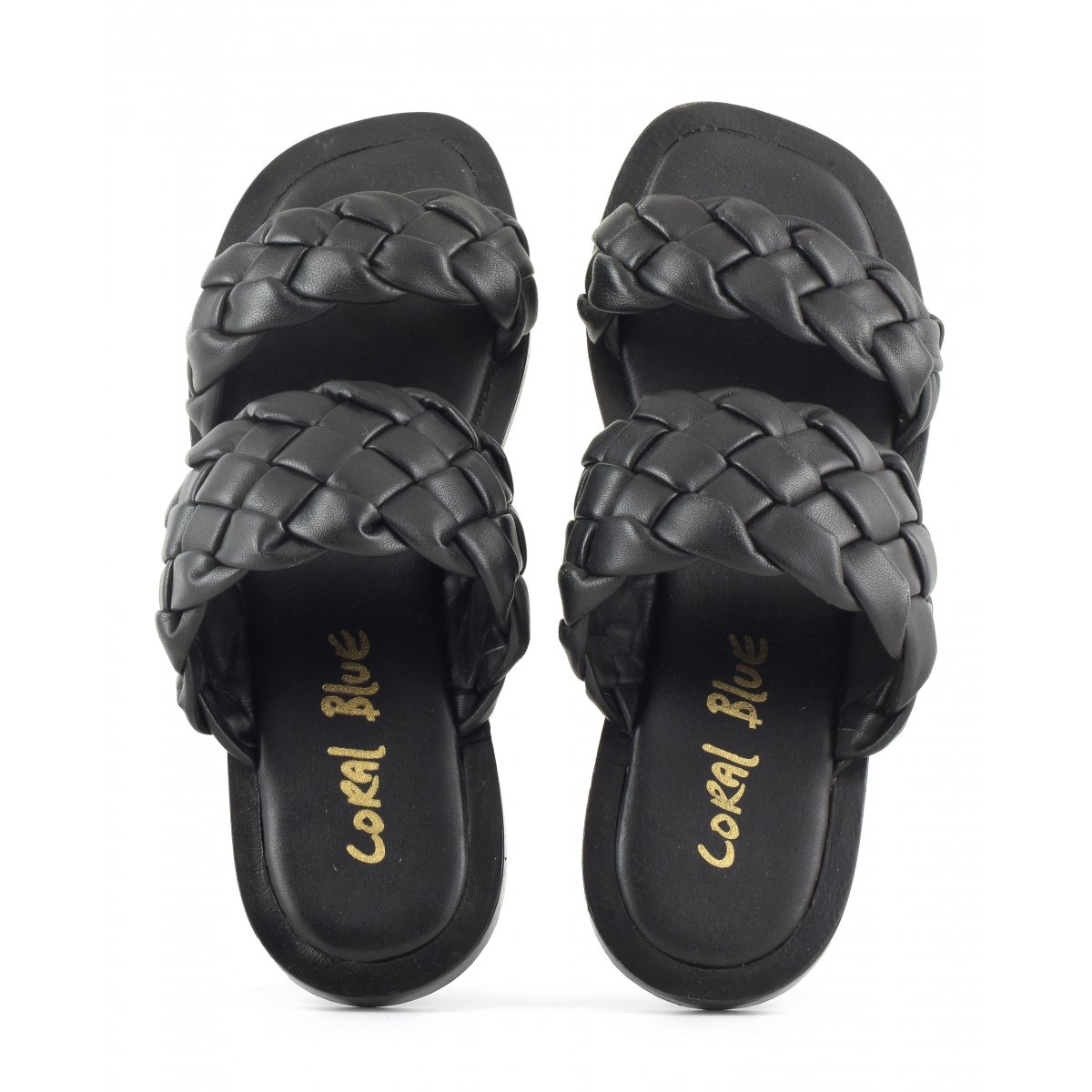 Sandali doppia fascia in pelle intrecciata