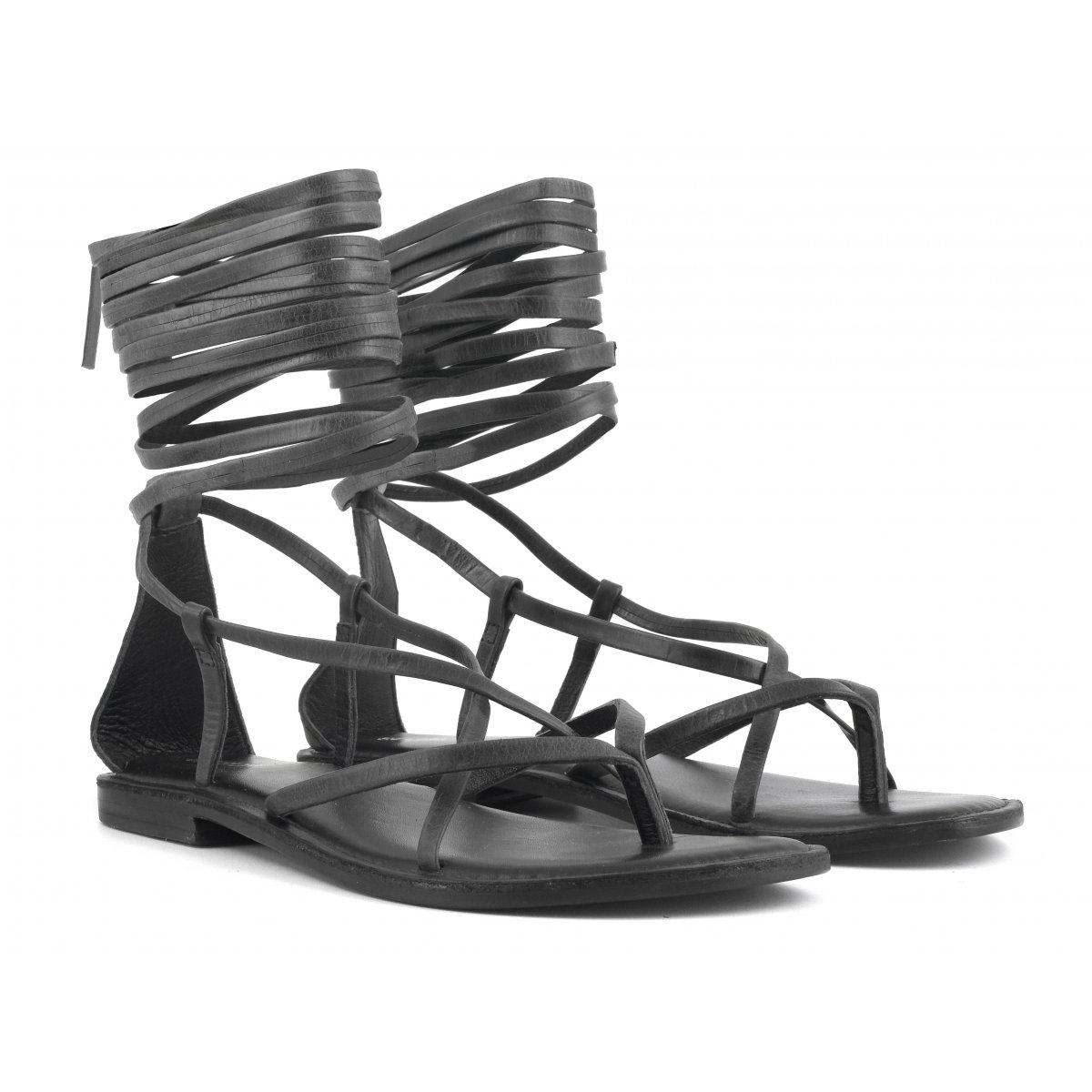 Sandalo lacci lunghi in pelle