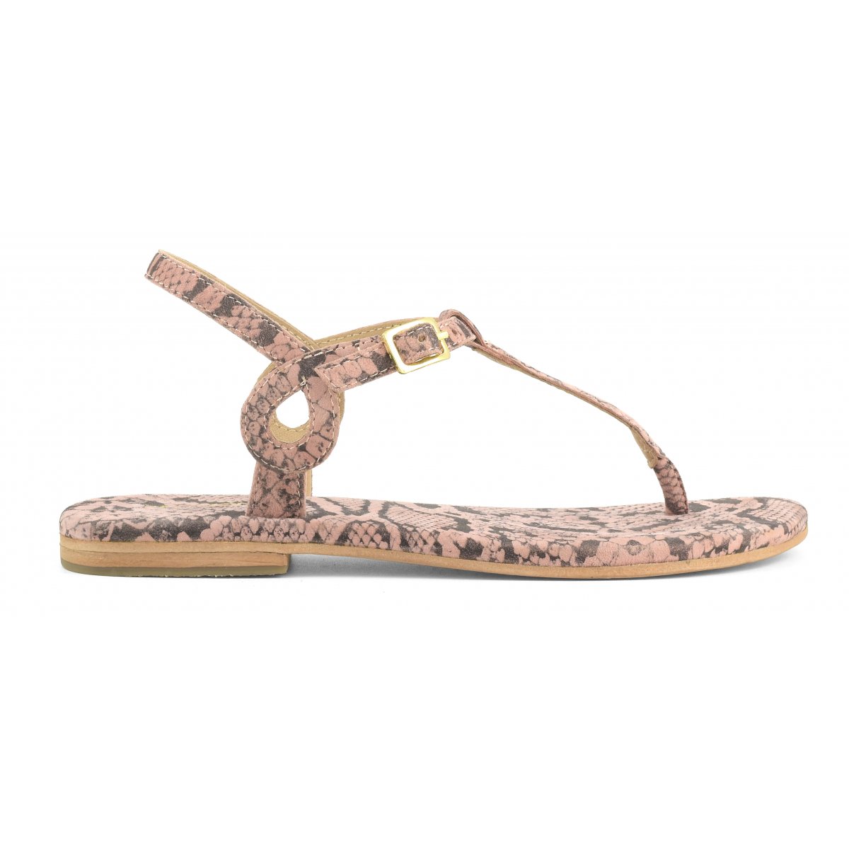 Sandalo infradito in camoscio stampa pitone