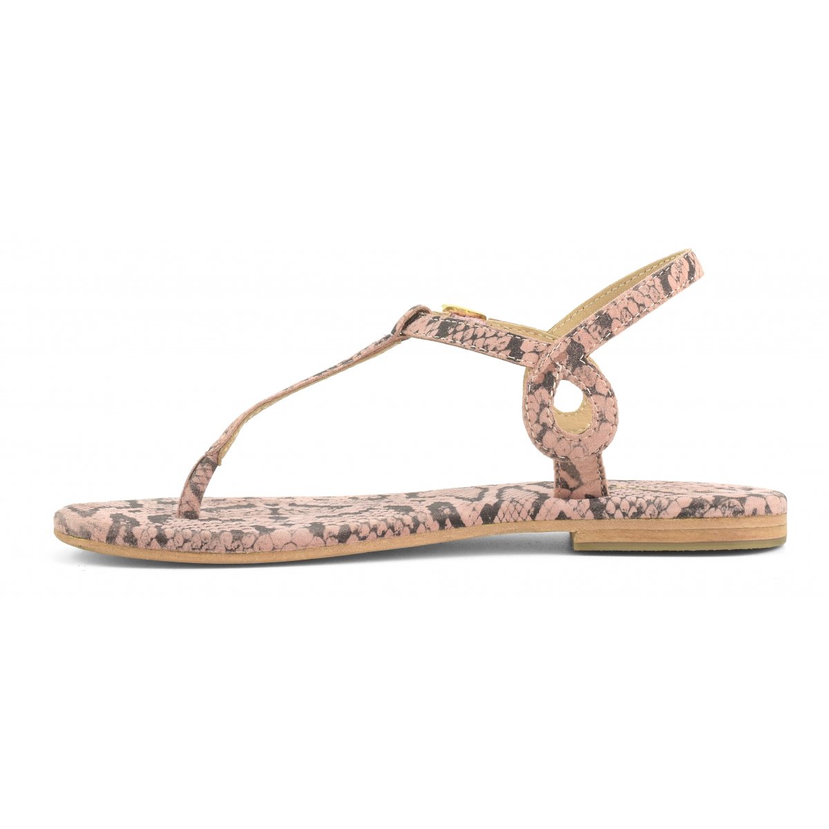 Sandalo infradito in camoscio stampa pitone