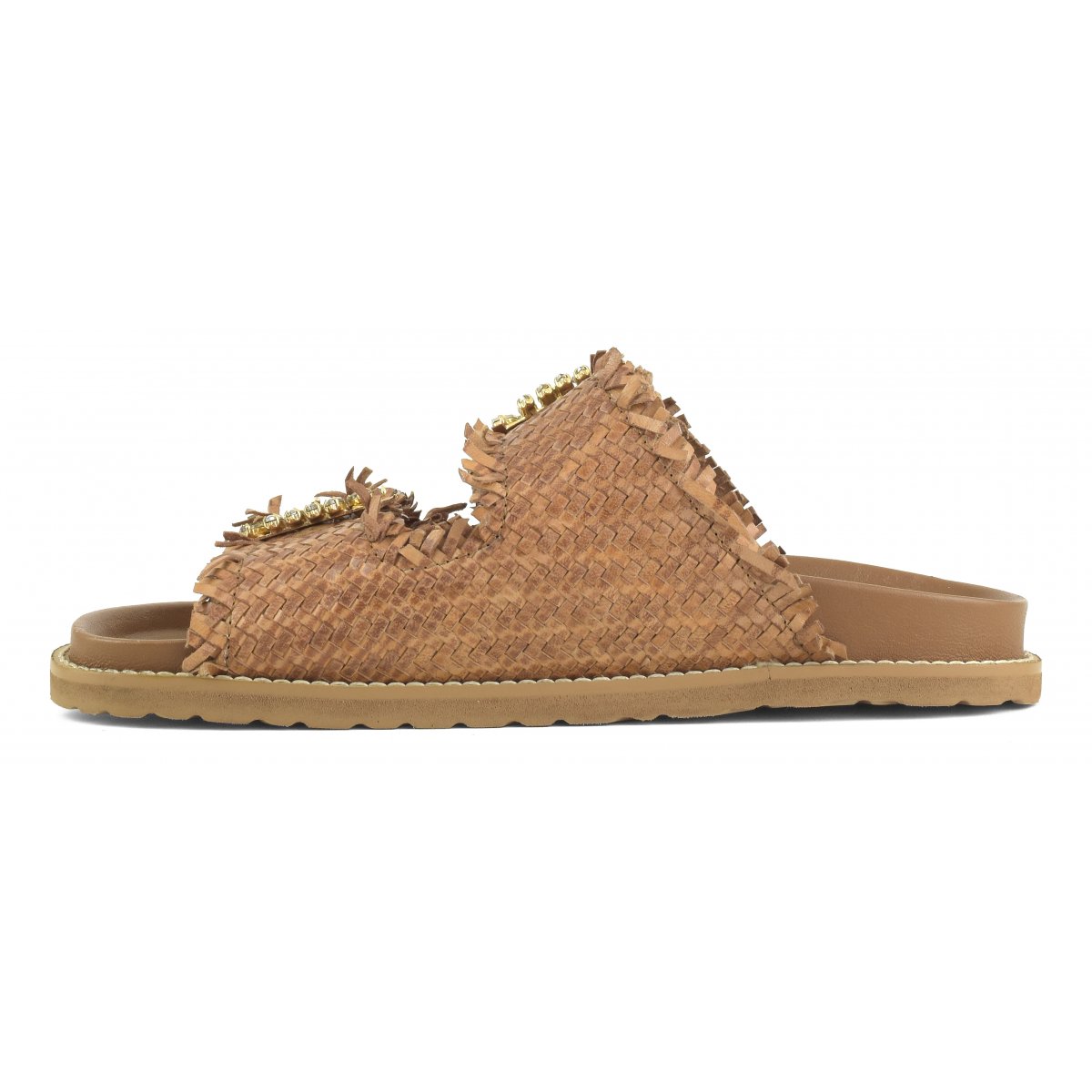 Sandalo gioiello in pelle intrecciata