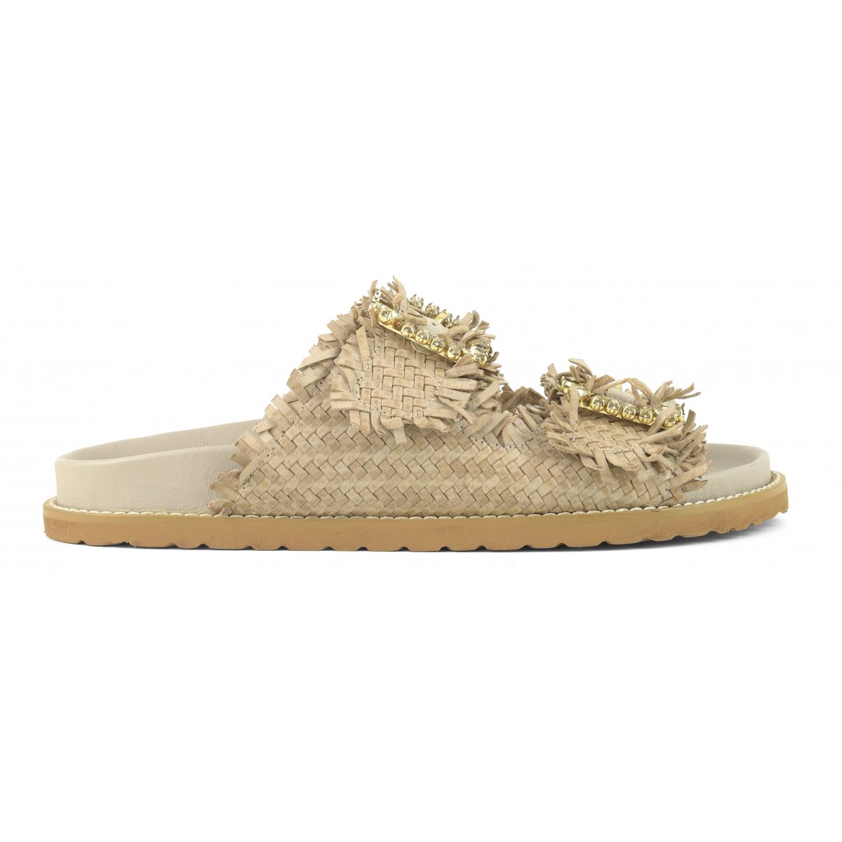 Sandalo gioiello in pelle intrecciata