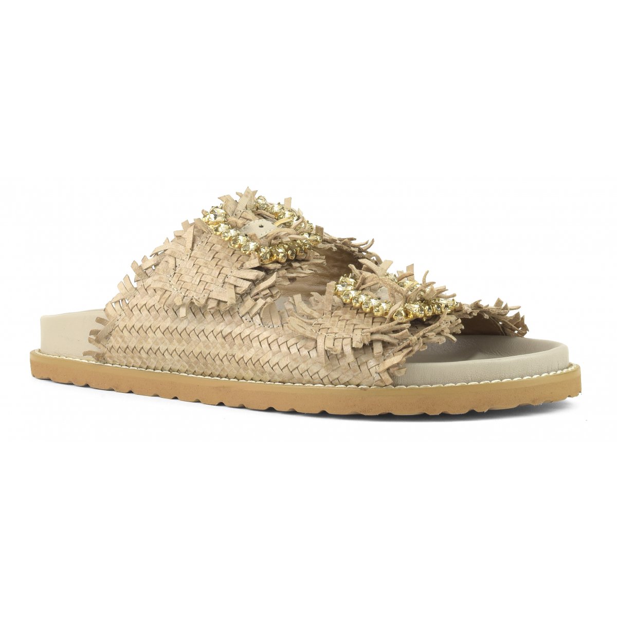 Sandalo gioiello in pelle intrecciata