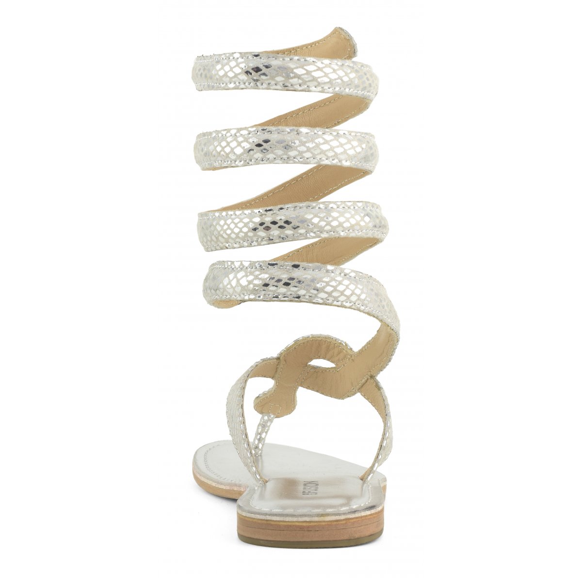 Sandalo wrap up infradito in pelle laminata