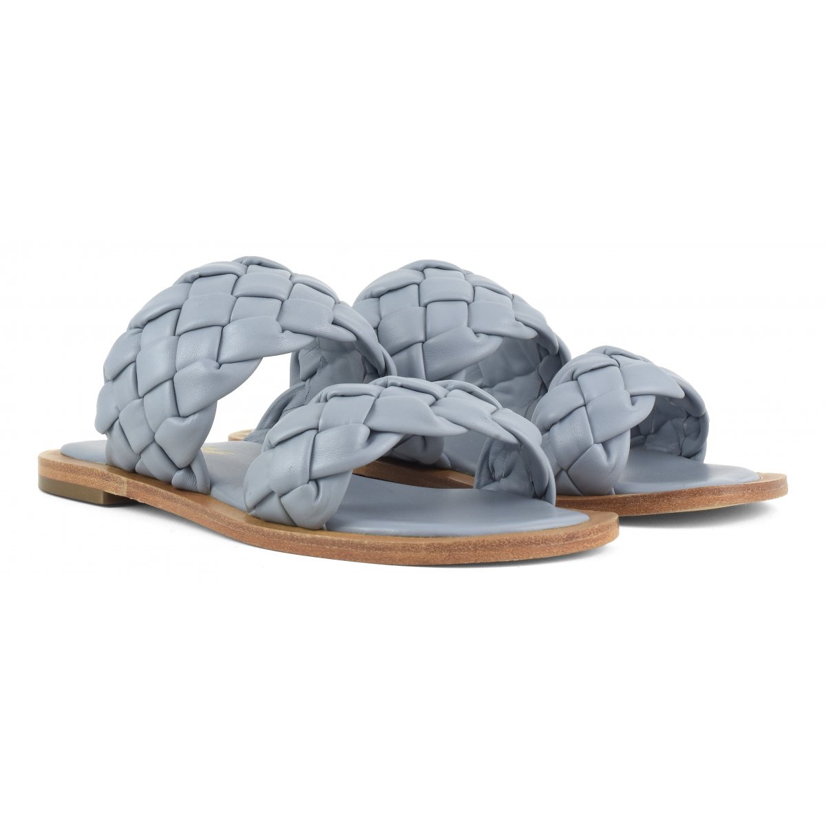 Sandali doppia fascia in pelle intrecciata