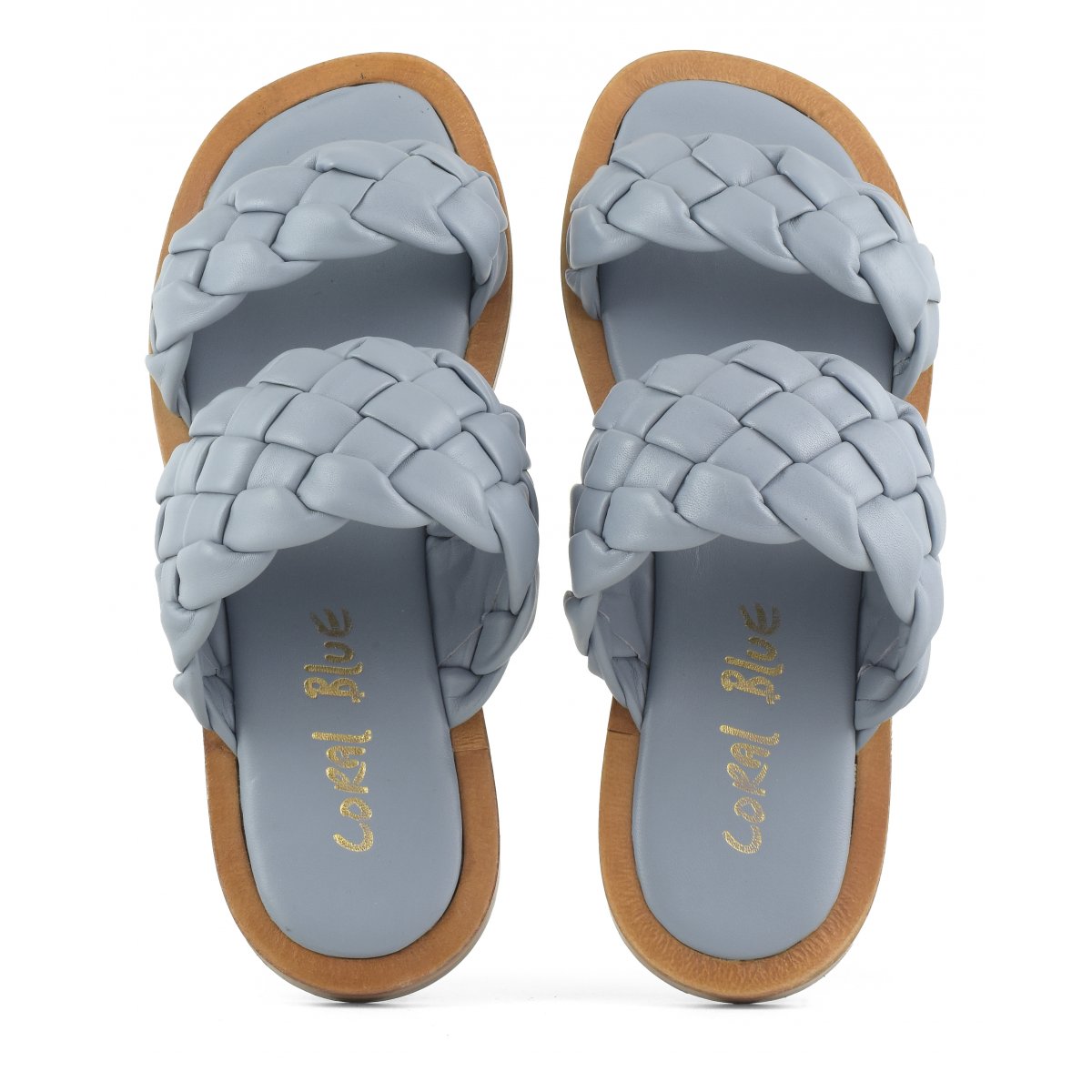 Sandali doppia fascia in pelle intrecciata