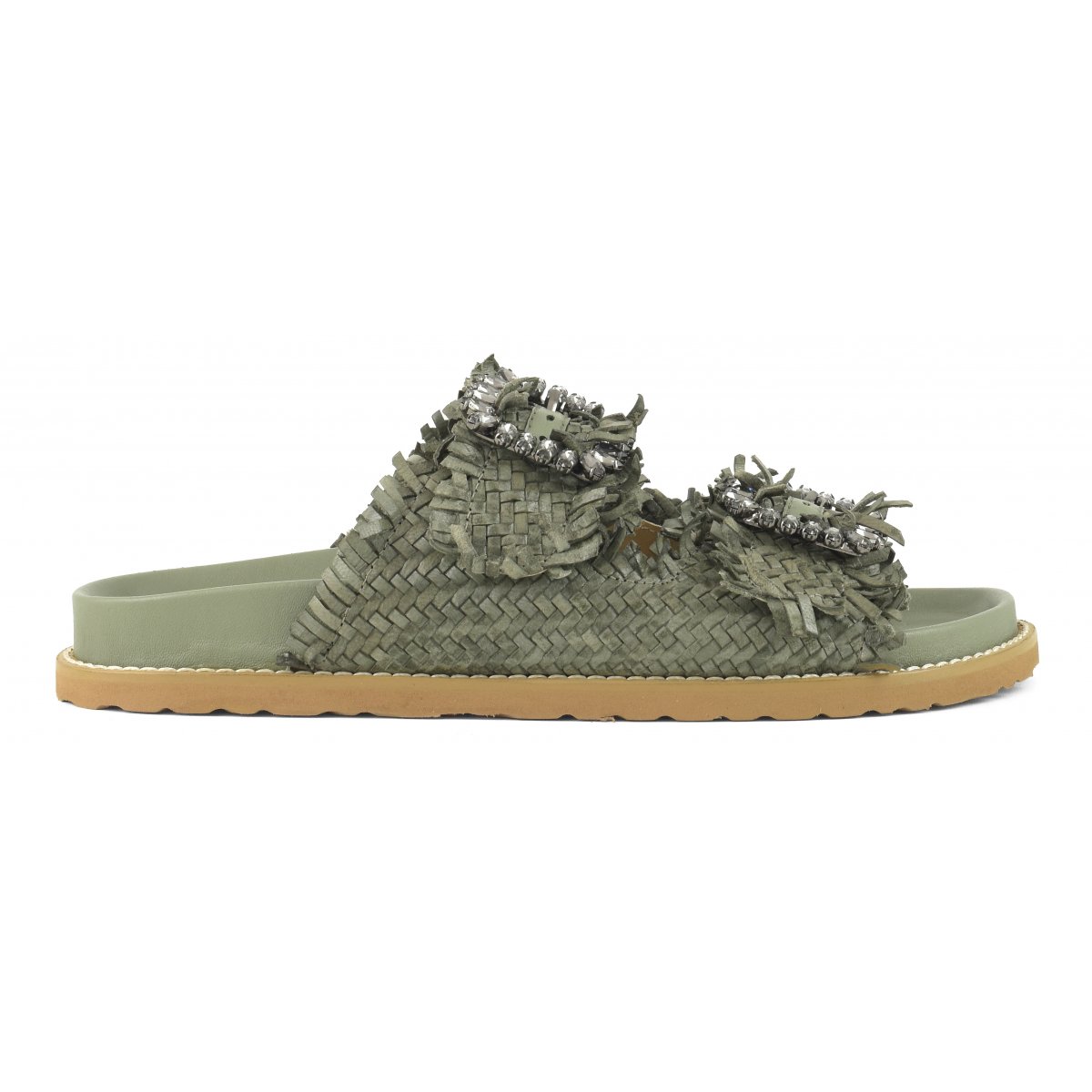 Sandalo gioiello in pelle intrecciata