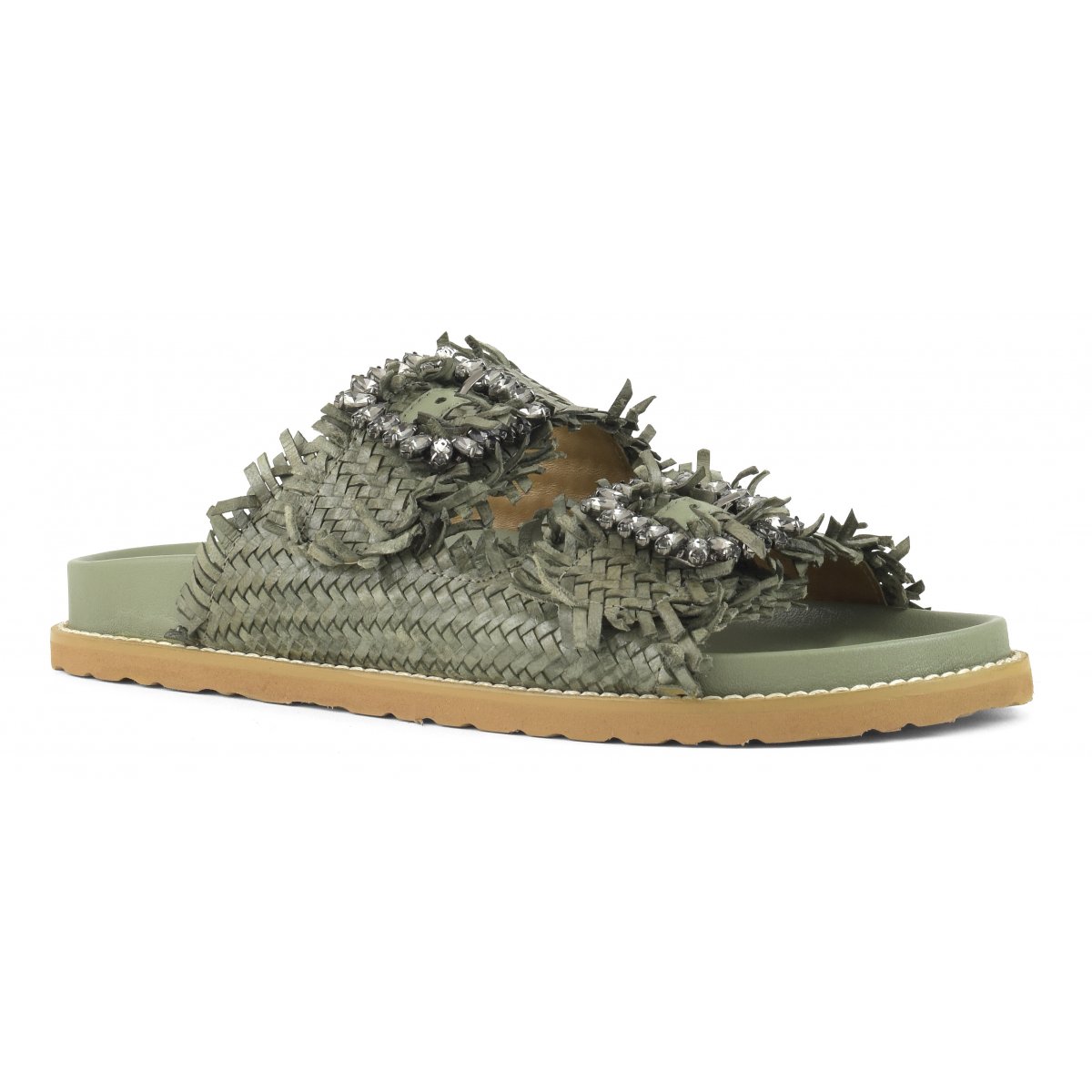 Sandalo gioiello in pelle intrecciata