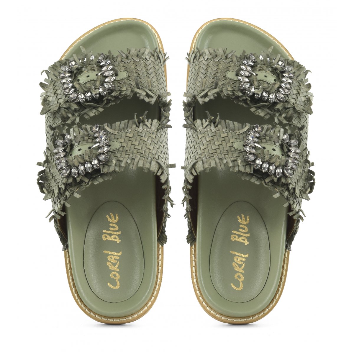 Sandalo gioiello in pelle intrecciata