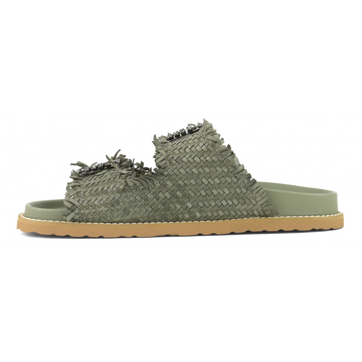 Sandalo gioiello in pelle intrecciata