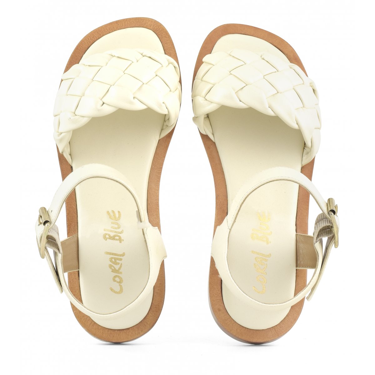Sandali in pelle intrecciata con cinturino