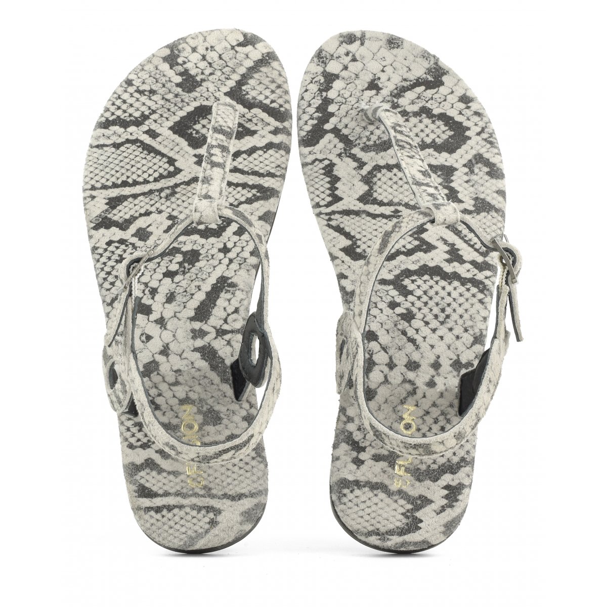 Sandalo infradito in camoscio stampa pitone