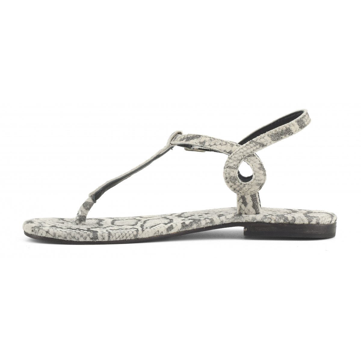 Sandalo infradito in camoscio stampa pitone