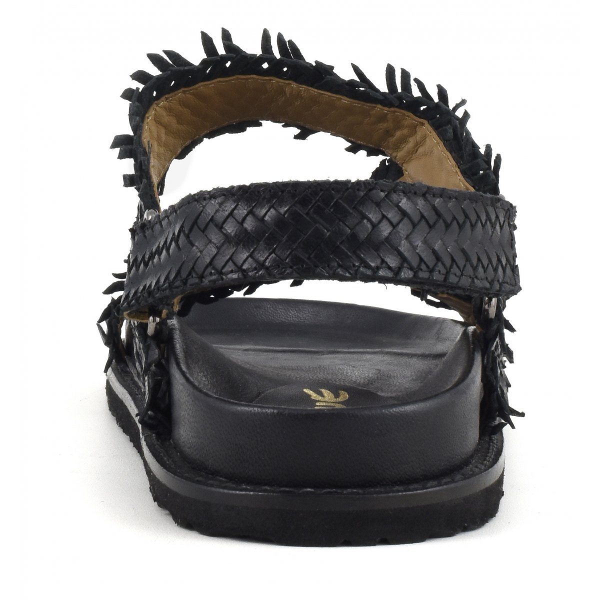 Sandalo in pelle intrecciata chiusura velcro
