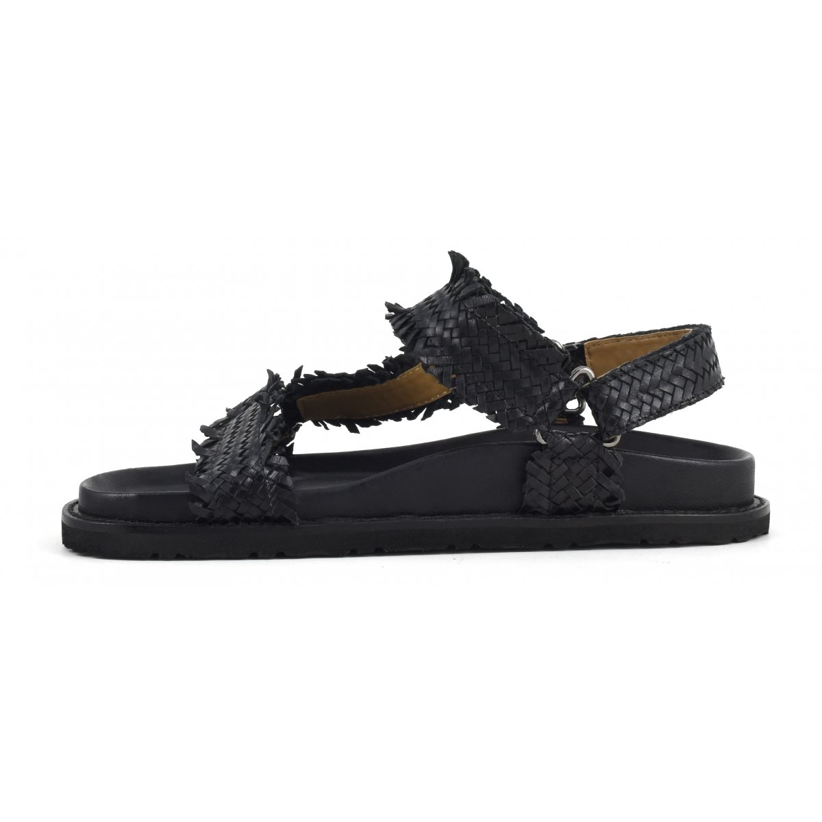 Sandalo in pelle intrecciata chiusura velcro