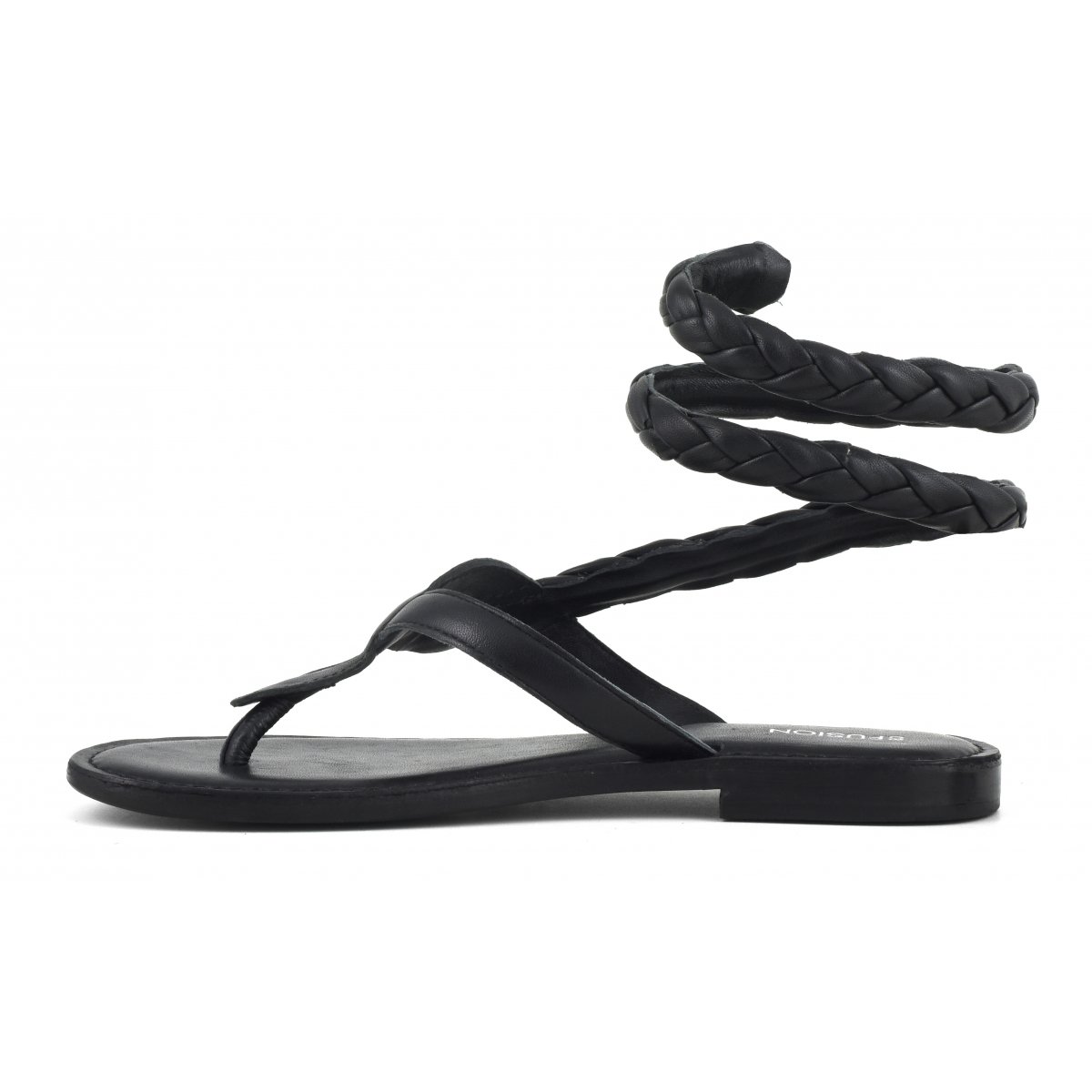 Sandalo wrap up in pelle intrecciata