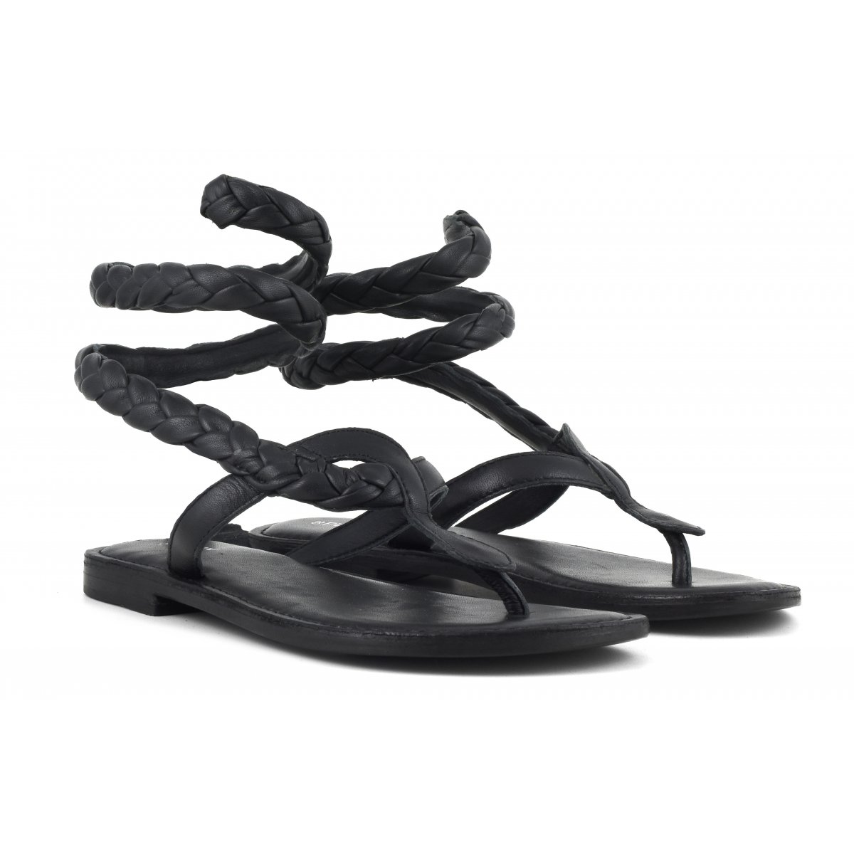 Sandalo wrap up in pelle intrecciata