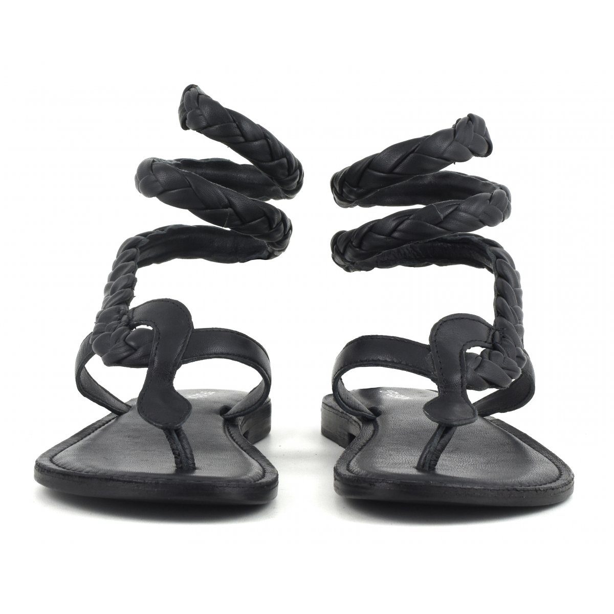 Sandalo wrap up in pelle intrecciata