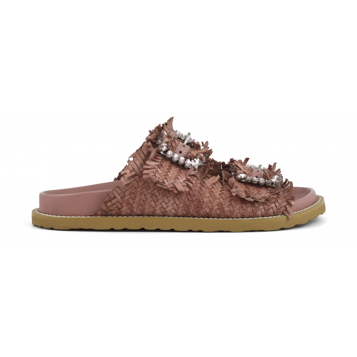 Sandalo gioiello in pelle intrecciata