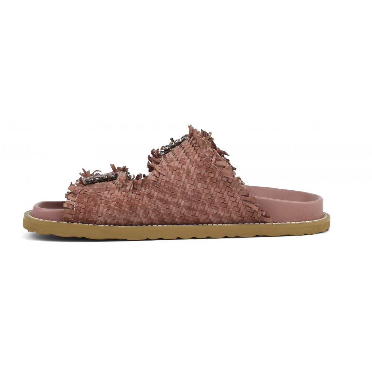 Sandalo gioiello in pelle intrecciata